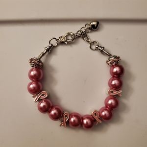Breast Cancer Awareness Charm Bracelet New